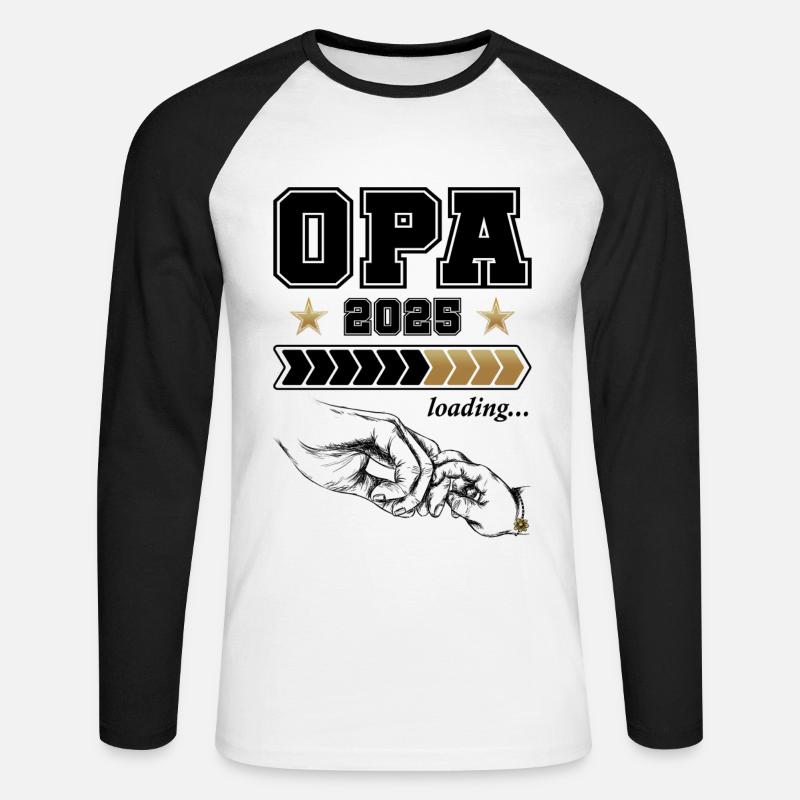 Opa 2025 Loading - Unisex Baseballshirt langarm - Weiß/Schwarz