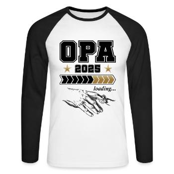 Opa Loading 2025 - Unisex Baseballshirt langarm - Weiß/Schwarz - Vorne - Nik (191cm)