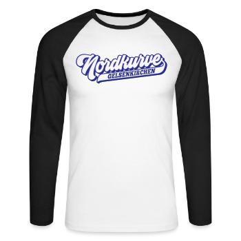 Nordkurve Gelsenkirchen | Farbe änderbar - Unisex Baseballshirt langarm - Weiß/Schwarz - Vorne - Nik (191cm)