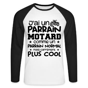 I have a biker godfather, motorcycle biker godfather gift - Unisex Long Sleeve Baseball T-Shirt - white/black - Front - Nik (191cm)