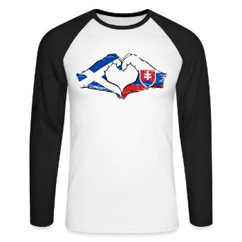 Scotland Slovakia Hands Heart Shape Used - Unisex Long Sleeve Baseball T-Shirt - white/black - Front - Nik (191cm)