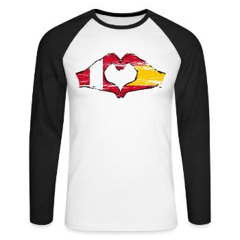 Peru Spain hands heart shape used - Unisex Long Sleeve Baseball T-Shirt - white/black - Front - Nik (191cm)
