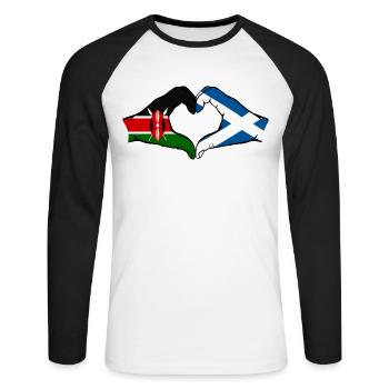 Kenya Ecosse mains en forme de coeur - T-shirt baseball manches longues Homme - blanc/noir - Devant - Nik (191cm)