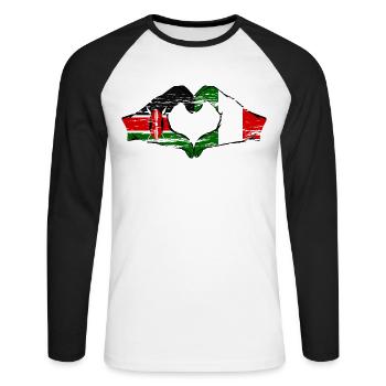 Kenya Italy hands heart shape used - Unisex Long Sleeve Baseball T-Shirt - white/black - Front - Nik (191cm)