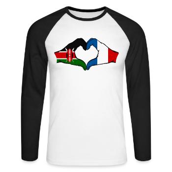 Kenya France Hands Heart Shape - Unisex Long Sleeve Baseball T-Shirt - white/black - Front - Nik (191cm)