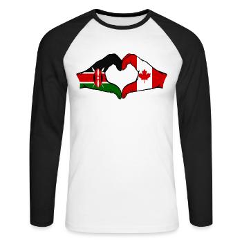 Kenya Canada mains en forme de coeur - T-shirt baseball manches longues Homme - blanc/noir - Devant - Nik (191cm)