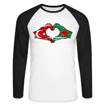 Turkey Bangladesh Hands Heart Shape Used - Unisex Long Sleeve Baseball T-Shirt - white/black - Front - Nik (191cm)