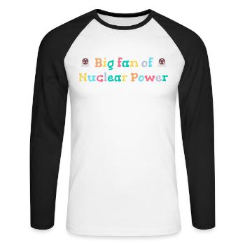 Grand fan d’énergie nucléaire - T-shirt baseball manches longues Homme - blanc/noir - Devant - Nik (191cm)