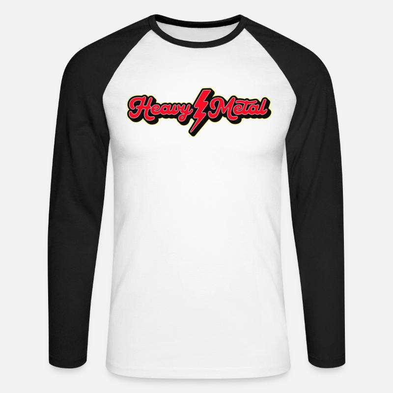 Heavy Metal Lightning Bolt Script-Logo - Unisex Baseballshirt langarm - Weiß/Schwarz