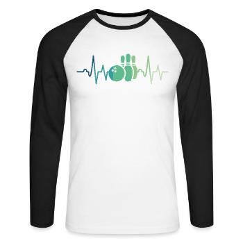 Bowling-Herzschlag-Bowler - Unisex Baseballshirt langarm - Weiß/Schwarz - Vorne - Nik (191cm)