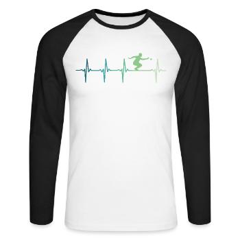 Pétanque battements de coeur bouliste - T-shirt baseball manches longues Homme - blanc/noir - Devant - Nik (191cm)