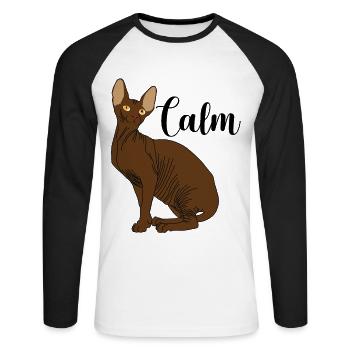 cat kitten kitty cat kitty idea - Unisex Long Sleeve Baseball T-Shirt - white/black - Front - Nik (191cm)