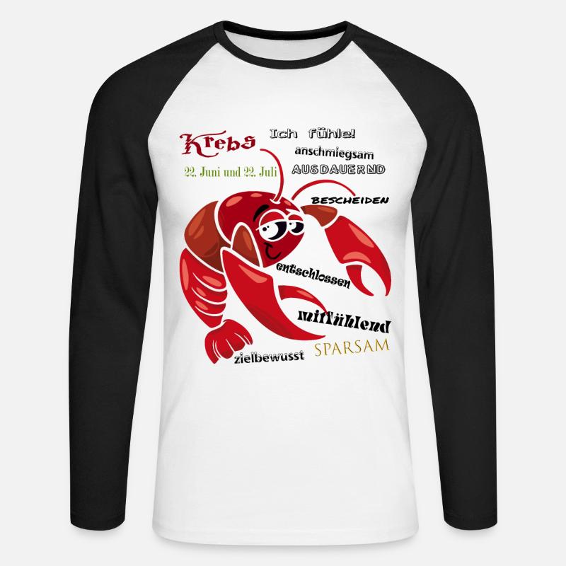 Sternzeichen krebs - Unisex Baseballshirt langarm - Weiß/Schwarz