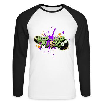 Hip Hop old school, musique, grafitti - T-shirt baseball manches longues Homme - blanc/noir - Devant - Nik (191cm)