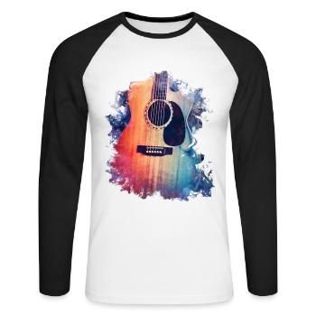 Acoustic Guitar Guitar Acoustic Guitar Music - Unisex Long Sleeve Baseball T-Shirt - white/black - Front - Nik (191cm)