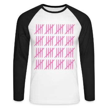 80 anniversaire Liste-barres - 80 ans - T-shirt baseball manches longues Homme - blanc/noir - Devant - Nik (191cm)