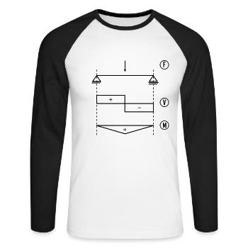 Einfeldträger mit Einzellast und Verlauf - Unisex Baseballshirt langarm - Weiß/Schwarz - Vorne - Nik (191cm)