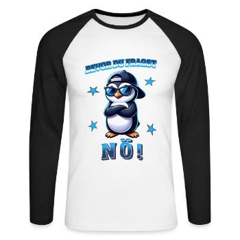 Avant de demander : Non - T-shirt baseball manches longues Homme - blanc/noir - Devant - Nik (191cm)