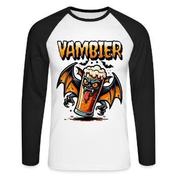VAMBIER - Unisex Baseballshirt langarm - Weiß/Schwarz - Vorne - Nik (191cm)