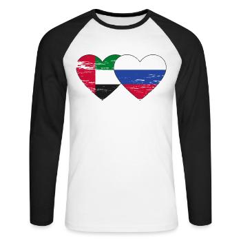 Émirats arabes unis Russie Cœur - T-shirt baseball manches longues Homme - blanc/noir - Devant - Nik (191cm)