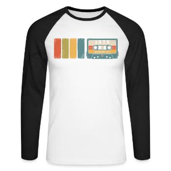 1975 Vintage Original 1975 Geburtstagsgeschenk - Unisex Baseballshirt langarm - Weiß/Schwarz - Vorne - Nik (191cm)