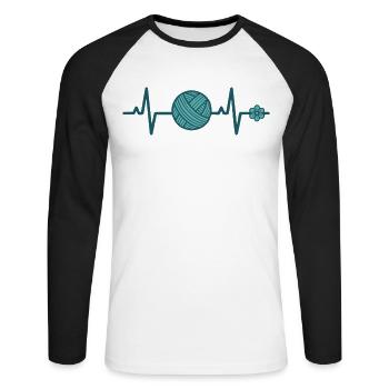 Funny Crochet Lover Crochet Hook Yarn Lovers Love - Unisex Long Sleeve Baseball T-Shirt - white/black - Front - Nik (191cm)
