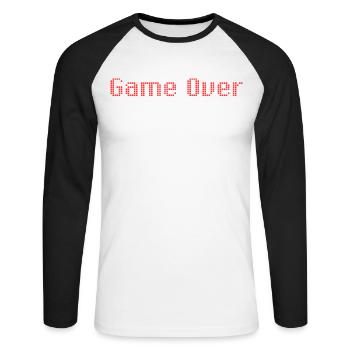 Partie terminée, je suis à toi - T-shirt baseball manches longues Homme - blanc/noir - Devant - Nik (191cm)