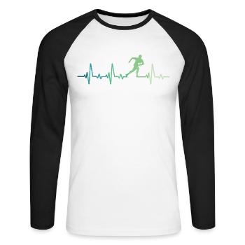 Rugby battement de coeur cadeau joueur de rugby - T-shirt baseball manches longues Homme - blanc/noir - Devant - Nik (191cm)
