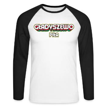 Gładyszewo Piła. Name des Retro-Bezirks - Unisex Baseballshirt langarm - Weiß/Schwarz - Vorne - Nik (191cm)