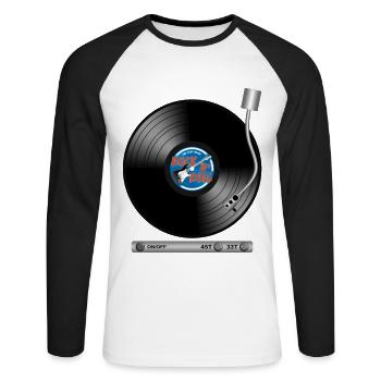 Drehscheibe Scheibe - Unisex Baseballshirt langarm - Weiß/Schwarz - Vorne - Nik (191cm)