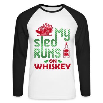 Traîneau à neige sport ski cadeau whisky - T-shirt baseball manches longues Homme - blanc/noir - Devant - Nik (191cm)