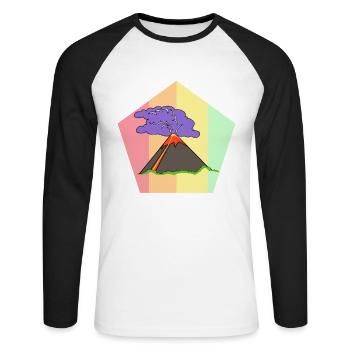 Retro Volcano Lava Geology Hawaii Eruption Vintage - Unisex Long Sleeve Baseball T-Shirt - white/black - Front - Nik (191cm)