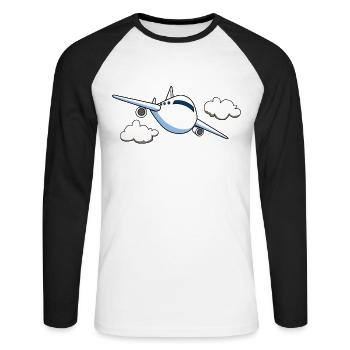 Plane pilot flying flight mechanic gift - Unisex Long Sleeve Baseball T-Shirt - white/black - Front - Nik (191cm)