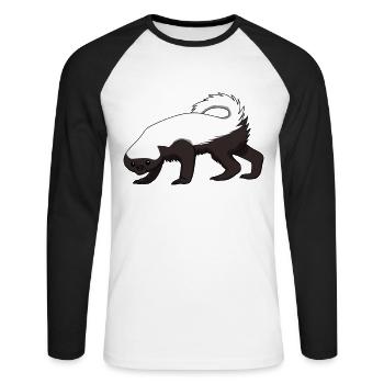 Badger au miel Badger au miel Marder dangereusement audacieux - T-shirt baseball manches longues Homme - blanc/noir - Devant - Nik (191cm)