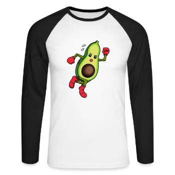 Avocat Avocardio Cardio Running Entraînement Fitness - T-shirt baseball manches longues Homme - blanc/noir - Devant - Nik (191cm)