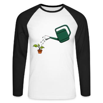 Jardin jardinage arrosage des plantes - T-shirt baseball manches longues Homme - blanc/noir - Devant - Nik (191cm)