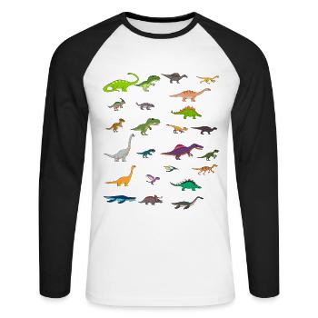 Paleontologist Paleontology Dino Dinosaur T-Rex - Unisex Long Sleeve Baseball T-Shirt - white/black - Front - Nik (191cm)