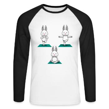 Yoga bunny rabbit meditation fitness gift - Unisex Long Sleeve Baseball T-Shirt - white/black - Front - Nik (191cm)