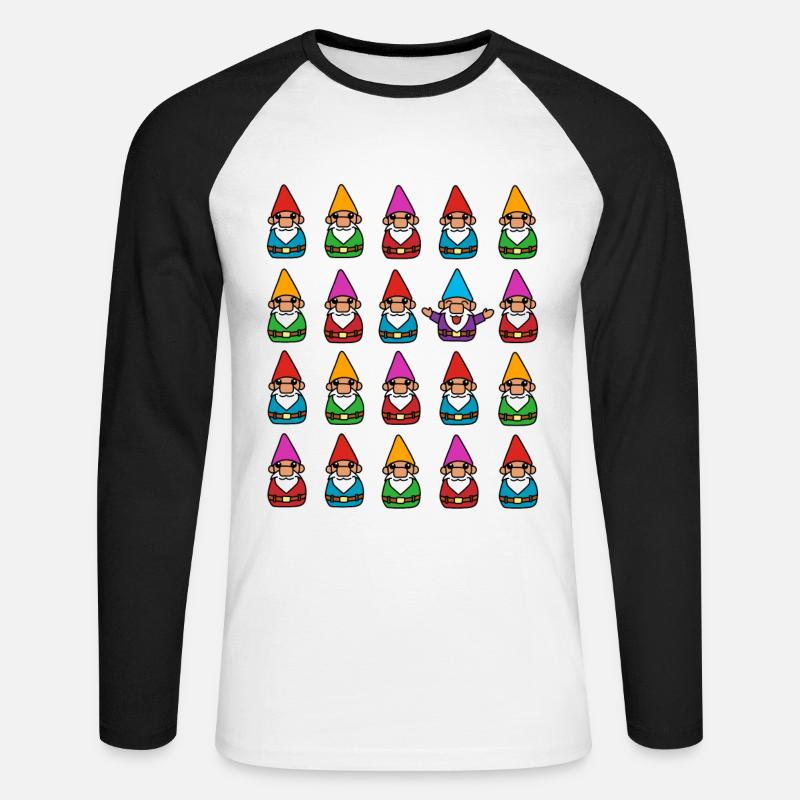 Gnom Wichtel Zwerg Gartenzwerg Garten Geschenk - Unisex Baseballshirt langarm - Weiß/Schwarz