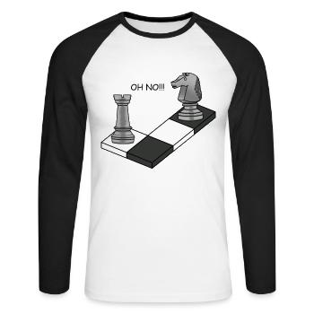 Schachzug Schach Pferd Bauer Schachfigur Geschenk - Unisex Baseballshirt langarm - Weiß/Schwarz - Vorne - Nik (191cm)