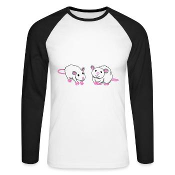 Cadeau d'amoureux de rat fille souris rat - T-shirt baseball manches longues Homme - blanc/noir - Devant - Nik (191cm)
