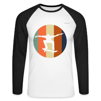 Skateboard Skate Skater Skating Longboard Retro - Unisex Long Sleeve Baseball T-Shirt - white/black - Front - Nik (191cm)