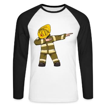 Feuerwehrmann Feuerwehr Rettung Schlauch Feuer - Unisex Baseballshirt langarm - Weiß/Schwarz - Vorne - Nik (191cm)