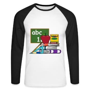 Enseignant enseignant éducateur école d'enseignement - T-shirt baseball manches longues Homme - blanc/noir - Devant - Nik (191cm)