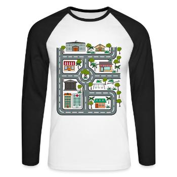 Voitures Routes Enfants Signes Route Circulation - T-shirt baseball manches longues Homme - blanc/noir - Devant - Nik (191cm)