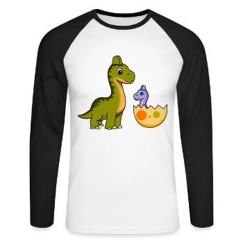 Dinosaure frère frère amour progéniture famille - T-shirt baseball manches longues Homme - blanc/noir - Devant - Nik (191cm)