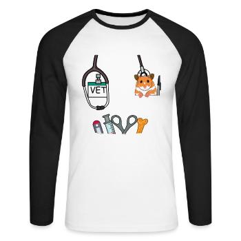 Veterinarian Student Assistant Animals Rescue Gift - Unisex Long Sleeve Baseball T-Shirt - white/black - Front - Nik (191cm)