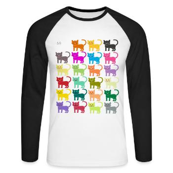 Cats pattern kitten pet tomcat gift - Unisex Long Sleeve Baseball T-Shirt - white/black - Front - Nik (191cm)