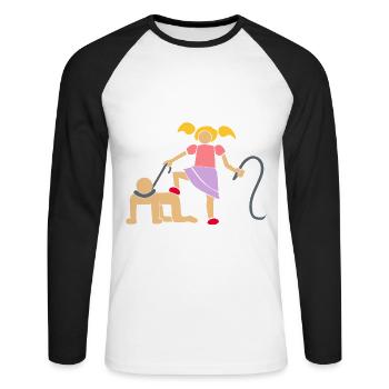 BDSM sex sadomaso soumis femdom bondage cadeau - T-shirt baseball manches longues Homme - blanc/noir - Devant - Nik (191cm)