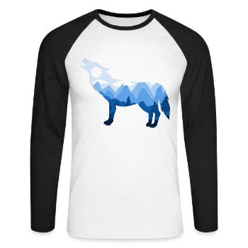 Wolf Wölfe Berge Natur Wild Wildnis Geschenk - Unisex Baseballshirt langarm - Weiß/Schwarz - Vorne - Nik (191cm)